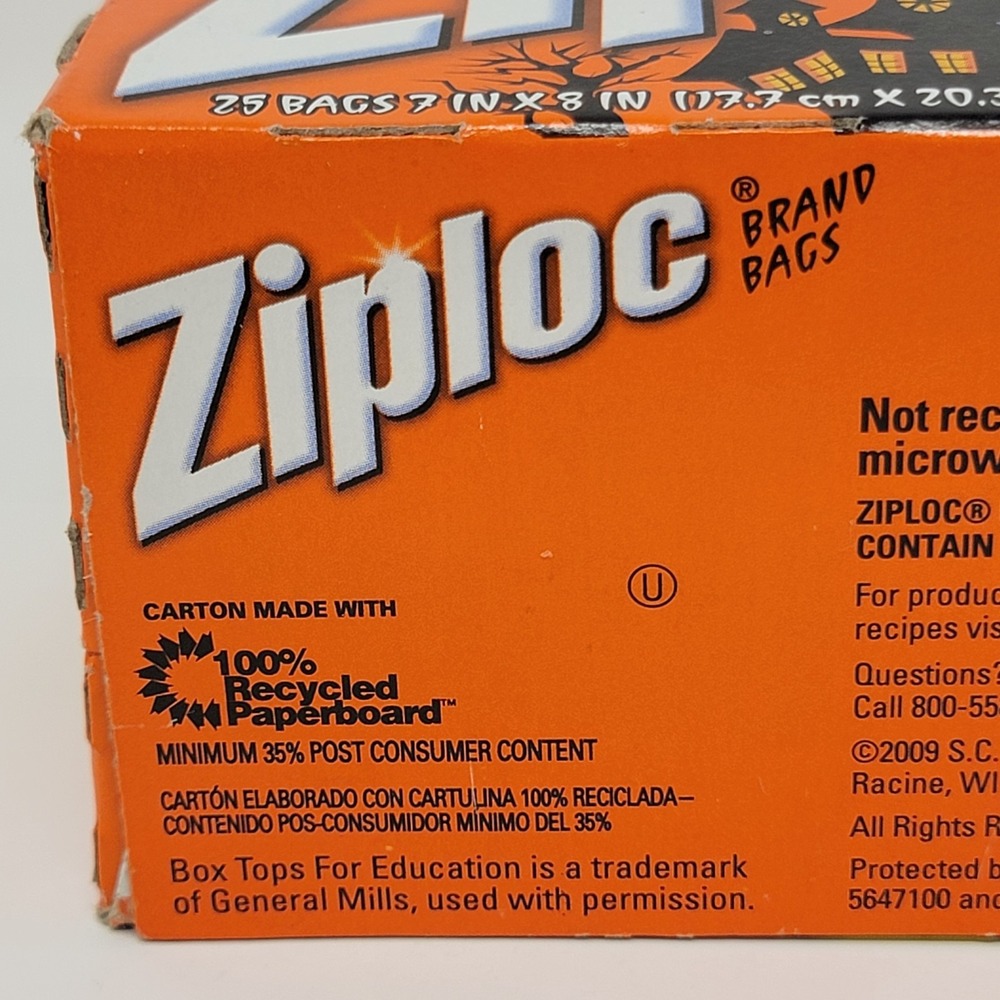 NOS 2009 Ziploc Halloween Print Quart Bags - 25 count - Bats Cats Jack-O-Lantern - Picture 10 of 14